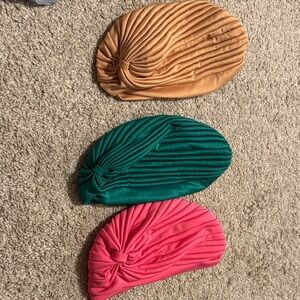 Three Pleated Knot Turbans - Mustard, Emerald, Hot Pink